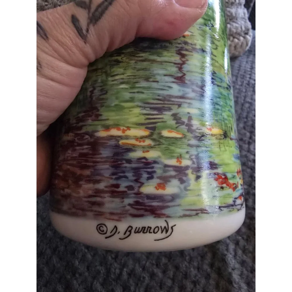 Rare Vintage Chaleur Master Impressionists Art Monet Water Lilies Pitcher Vase